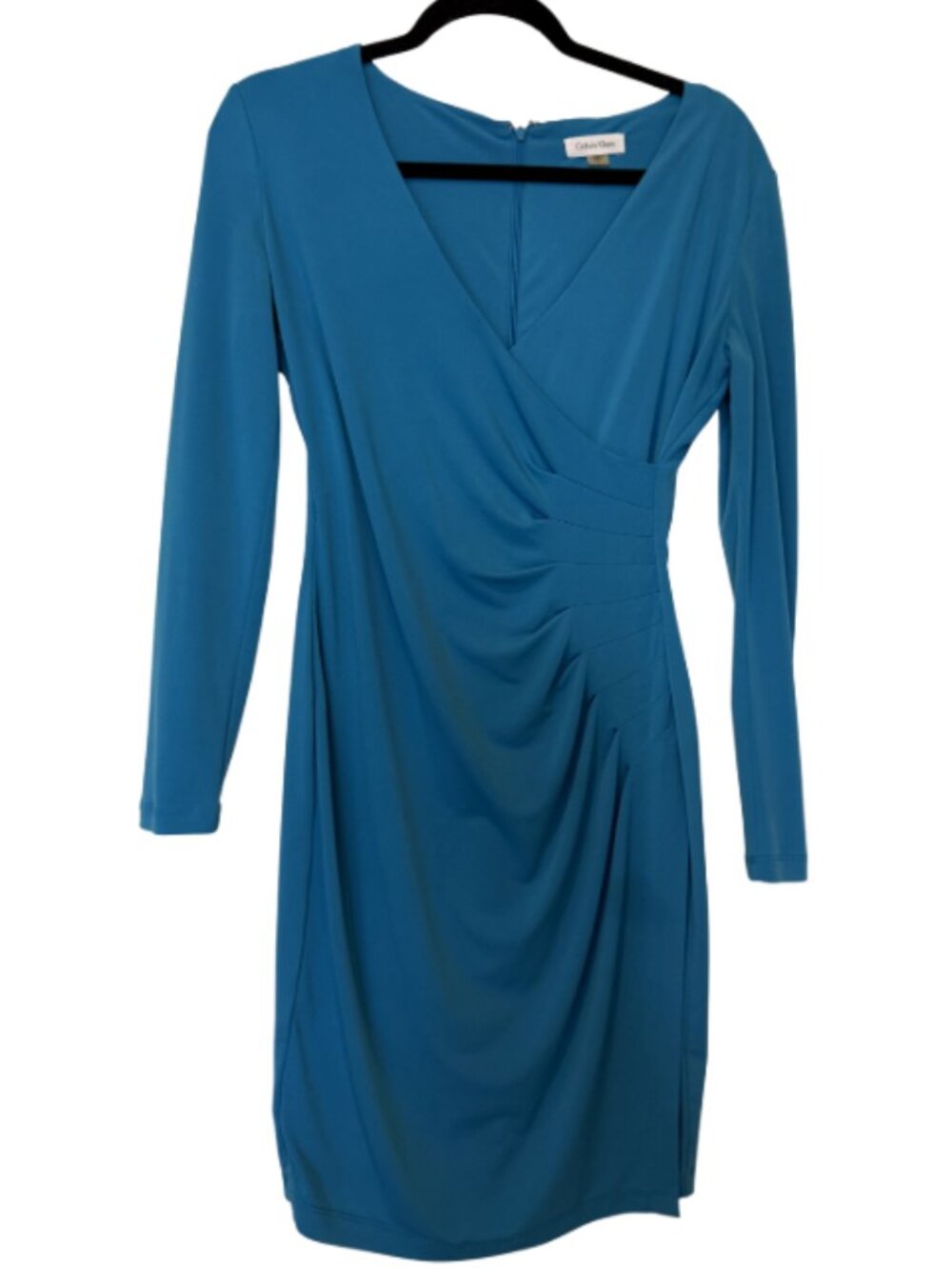 Calvin Klein Teal Blue Ruched Sheath Dress
